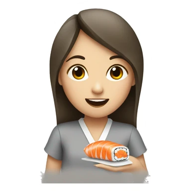 A girl eating sushi sticker