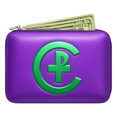 glitter purple wallet $ green symbol sticker