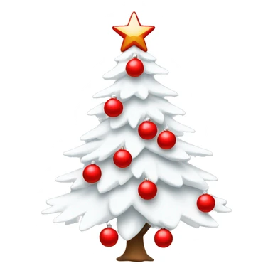 White Christmas tree with red balls and red star sticker