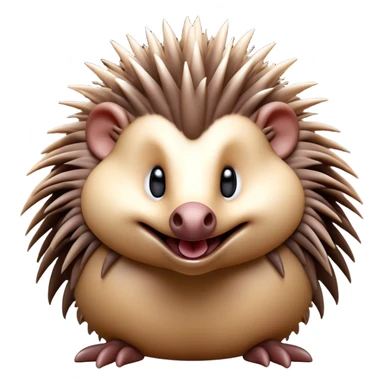 Cinematic Comical Echidna Portrait Emoji, Head tilted dramatically with an exaggeratedly amused expression, featuring a quirky, spiky fur with a scrunched-up face and wide, expressive eyes full of playful disbelief, Simplified yet hilariously expressive features, highly detailed, glowing with a slightly sassy glow, high shine, dramatic yet playful, stylized with an air of cheeky mischief, bright and endearing, soft glowing outline, capturing the essence of a spirited and over‐the‐top echidna, so meme‐worthy it feels like it could prick its way into internet fame instantly! sticker