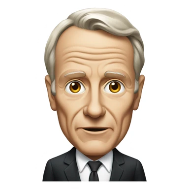 David Ogilvy at his 50s, wearing a black suit with his moth like he is talking  sticker