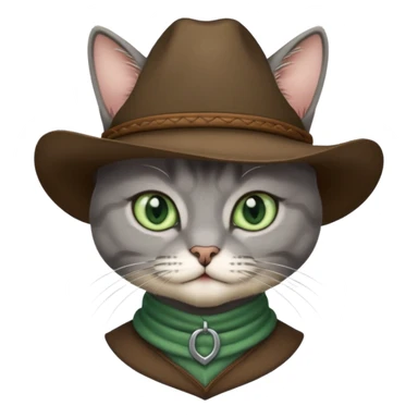 cowboy gray cat with white chin and green eyes sticker
