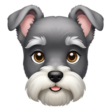 Cinematic Noble Miniature Schnauzer Portrait Emoji, Standing with a proud and stately demeanor, showcasing a sharply defined, salt-and-pepper fur with distinguished eyebrows and a confident, alert expression, simplified yet exquisitely detailed, glowing with a refined, dignified radiance, high shine, exuding intelligence and classic noble charm, soft glowing outline, capturing the essence of a noble Miniature Schnauzer that commands attention with effortless style! sticker