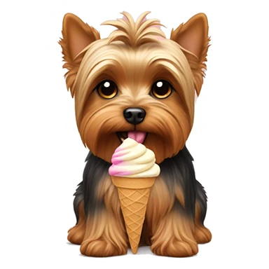Yorkie holding ice cream sticker