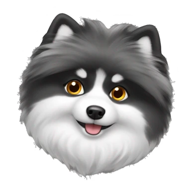 fluffy spitz black and white sticker