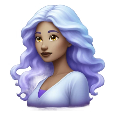 white mystical woman with sparkling galaxy hair with moon and stars in purple and blue shades sticker
