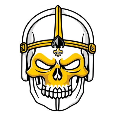 skull wearing New Orleans Saints helmet in black and gold sticker