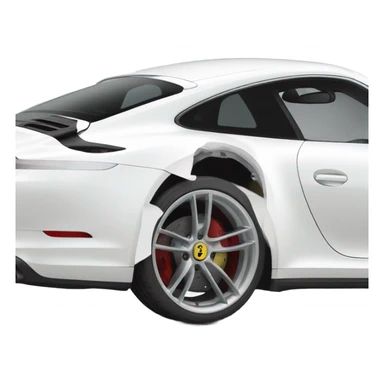 white new Porsche 911, view from the side  sticker