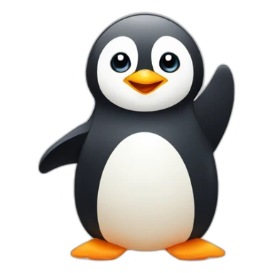 Penguin making a circle with both hands raised Cute illustration style sticker