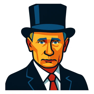 Putin in a black top hat sticker