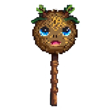 cute log with eyes holding a stick like a staff sticker