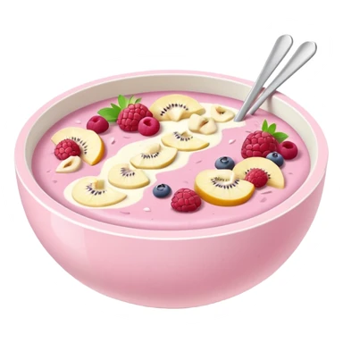 super realistic pastel pink and white smoothie bowl sticker