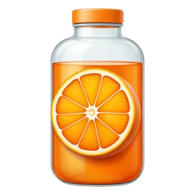 Vitamin C supplement bottle with orange slice sticker