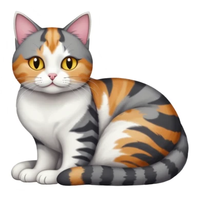 full body colourful light patched calico + white tabby cat cuddling a bigger cat that is dark grey and white tabby cat  and they are in love sticker