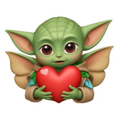 Baby yoda with heart sticker