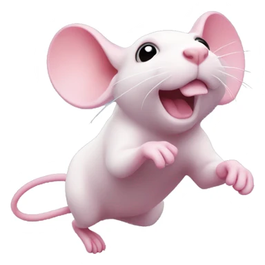 a pink rat flying away sticker
