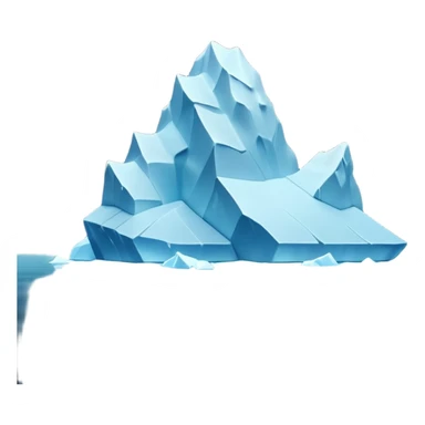 A 3D iceberg in Apple Memoji style, no face, smooth and glossy, floating in dark ocean at night, soft moonlight, subtle reflections, minimal style. A tiny ship in the distance approaching. Pixar-style render, cinematic and clean.
 sticker