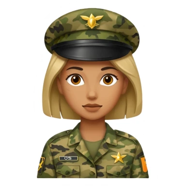 militar mujer con traje de camuflaje sticker