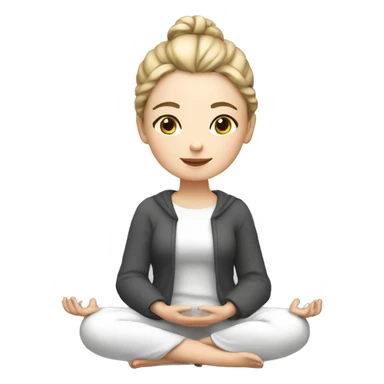 Meditation european girl white skin sticker