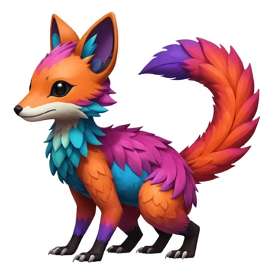 Rare realistic exotic edgy epic pretty beautiful handsome gorgeous aesthetic colorful vibrant Vernid-Trico-species-Fakemon-creature by LiLaiRa, 4 legs, 1 tail, random markings, (full body) sticker