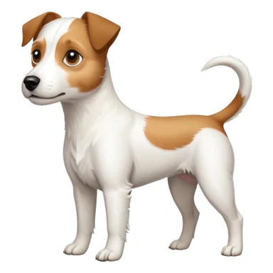 a full body slightly chubby white parson russell terrier looking dog the size of a kelpie with light brown long ears and a light brown patch on one eye and a large snout. the rest of the dog is completely white sticker