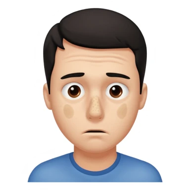 a worried guy with nose full of black heads sticker