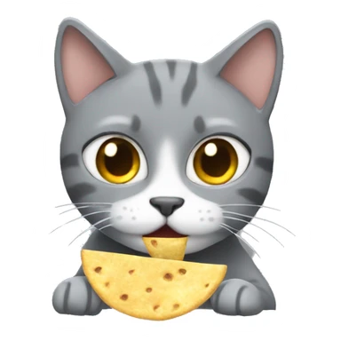 Gray cat eating tortilla chip  sticker