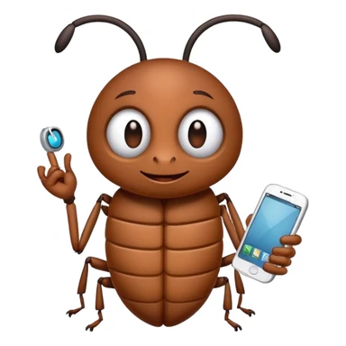 bug holding a cellphone sticker