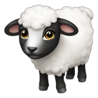 a black lamb with white face sticker
