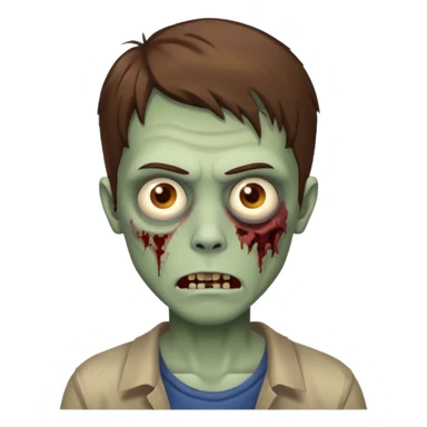Brown hair casual guy with brown eyes zombie sticker