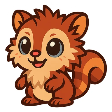 cute gibberling character, chibi proportions, big eyes, soft fur, friendly expression sticker