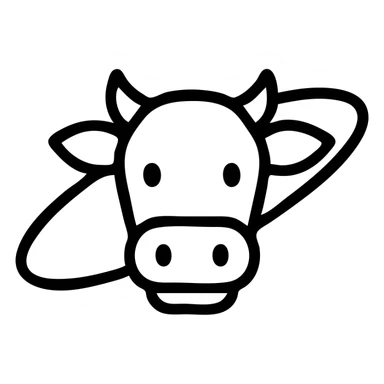 cow with Saturn's rings, clean modern icon style, simple lines, minimal color sticker