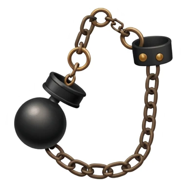 ball and chain with ankle cuff black simple no shoes sticker