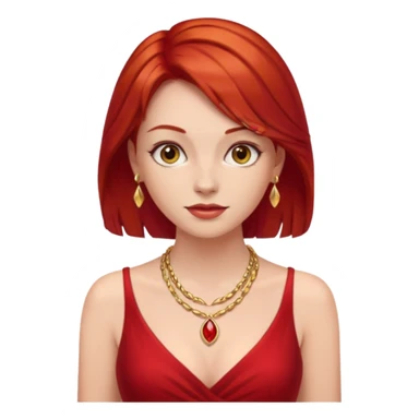 lady in red clothes , red hair, wearing necklace sticker