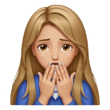 long Bronde hair girl crying with hands covering face and nails long sticker