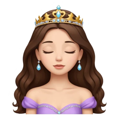 a brunette hair beautiful princess closing her eyes calmly sticker