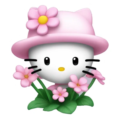 hello kitty sosteniendo florecitas  sticker
