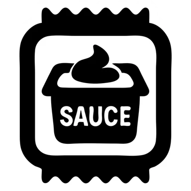 A sauce in a fast food packaging sticker