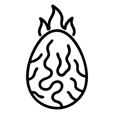 stylized icon of a lava egg with bold lines and simple glowing magma details sticker