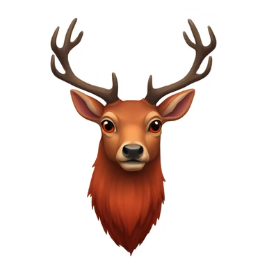 Evile red deer, orange eyes. Blood red antlers sticker
