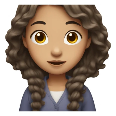 long medium wavy brown hair asian girl sticker