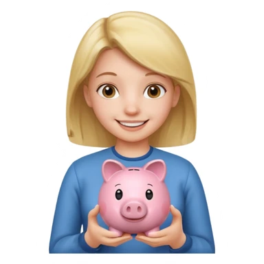 girl holding piggy sticker