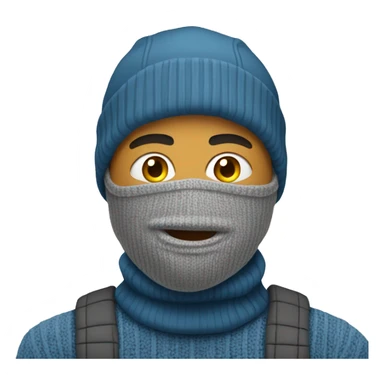 a man with balaclava, and gray-blue sweater sticker
