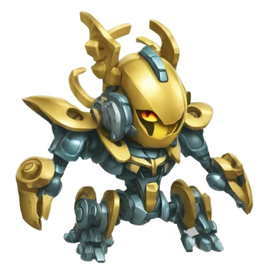 Metallic medabot-dragon with gears sticker
