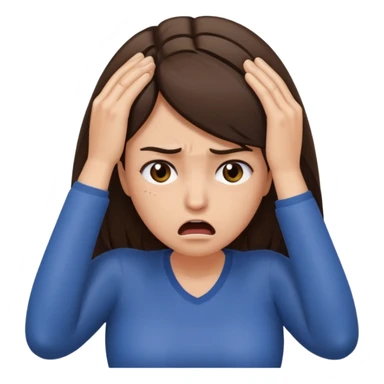 female pulling her hair with mad face, face palm, brunette sticker