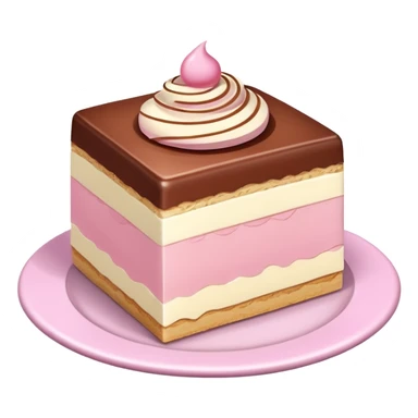 slice of tiramisù dessert with pink cream sticker