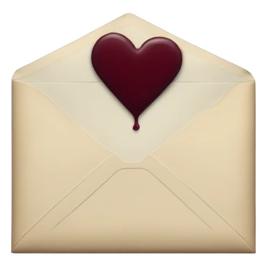 black envelope with burgundy wax heart seal sticker