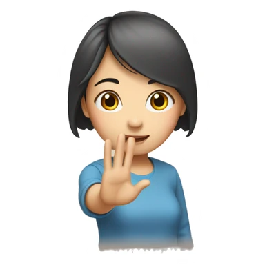 asian girl with hand love gesture sticker