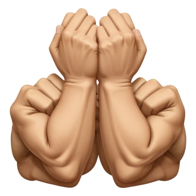 Left and Right fist from the top Perspektive with the Arms crossed over at the wrists  sticker