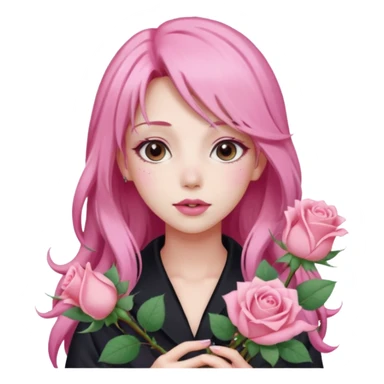 Gorgeous pastel pink anime lady roses sticker